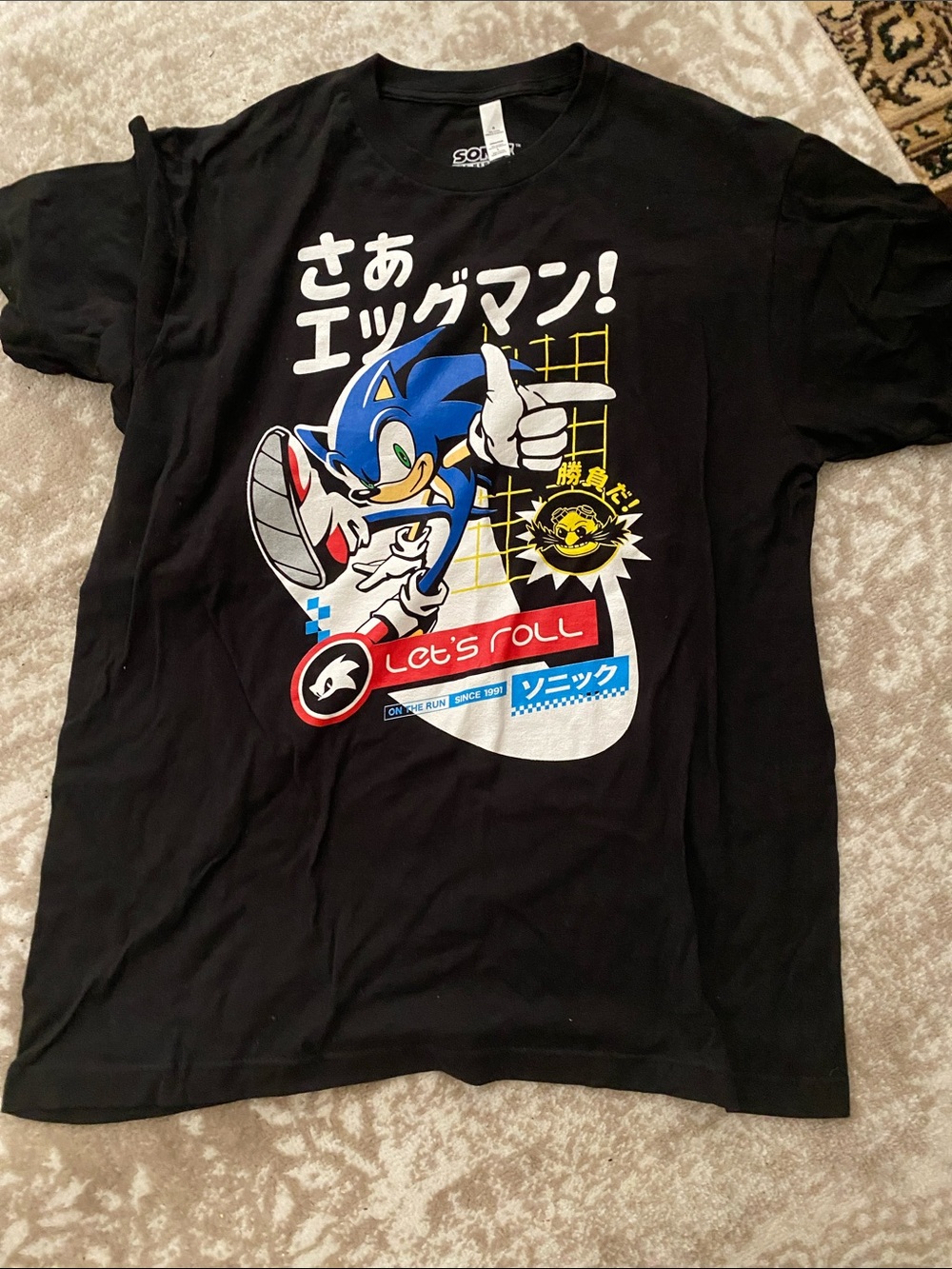 Sonic The Hedgehog Black Graphic Tee - Let's Roll